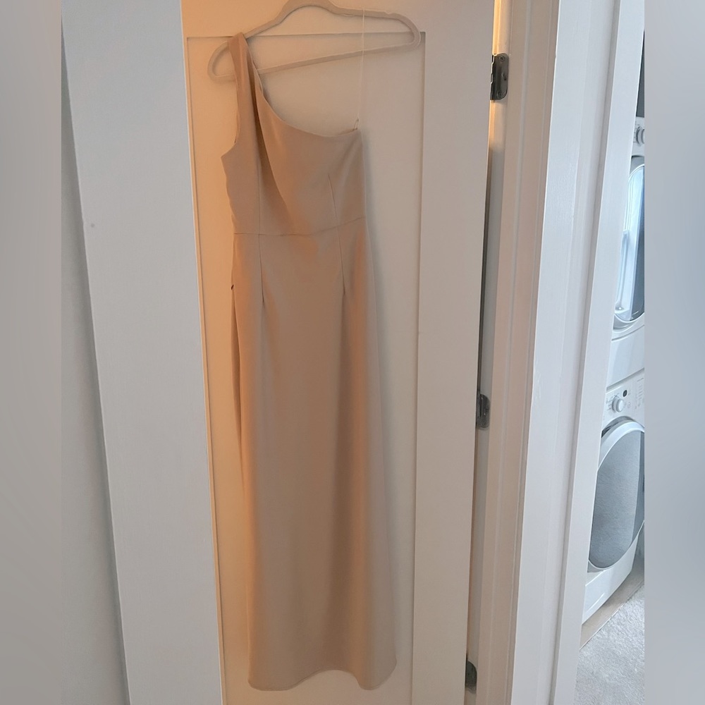 BHLDN DYLAN SATIN CHARMEUSE DRESS; Size 6 (Champagne)